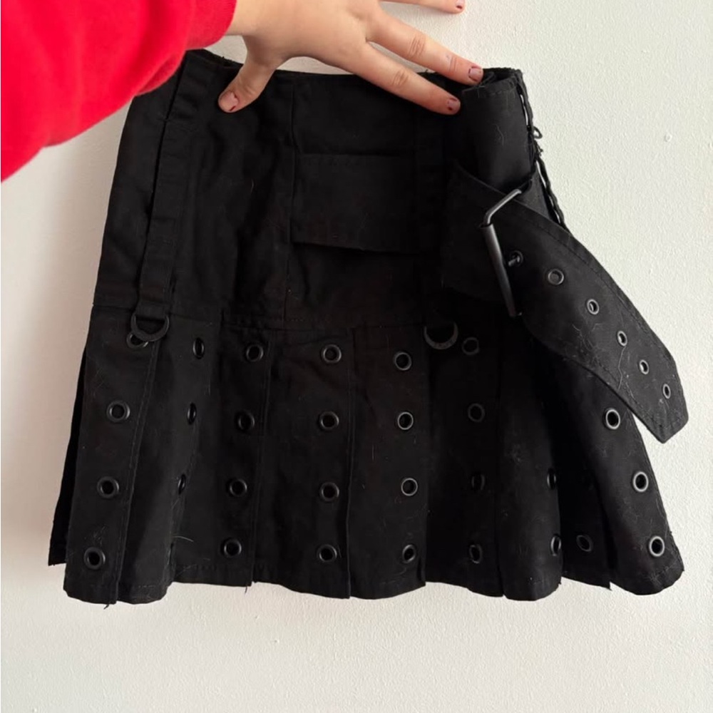Black Grommet-Detail Skirt